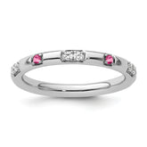 14k White Gold Stackable Expressions Pink Tourmaline and Dia. Ring